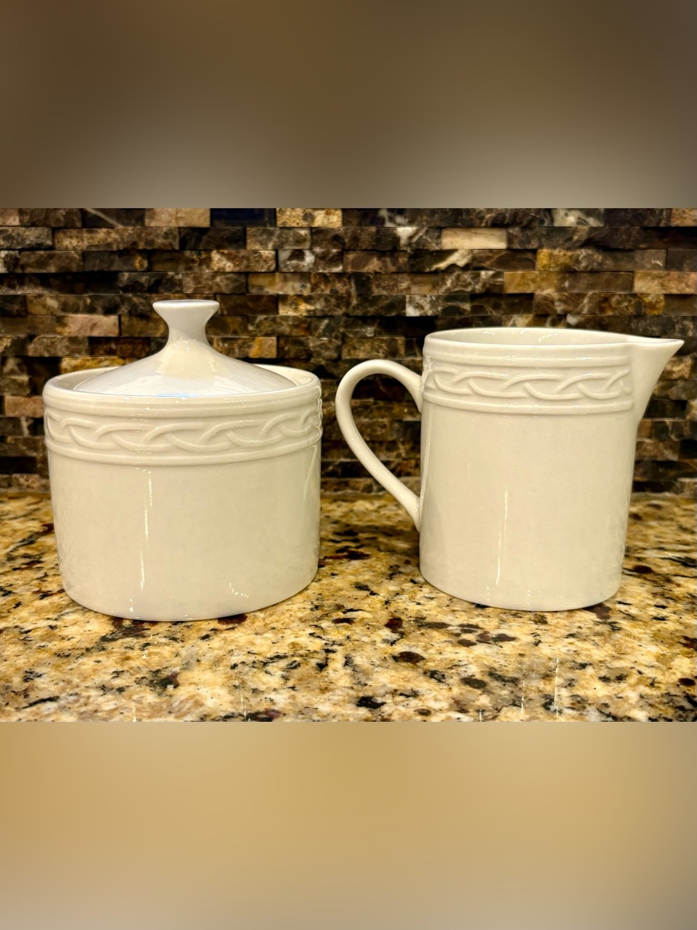 Gala by Block Sugar Jar and Creamer Set with Braided Design